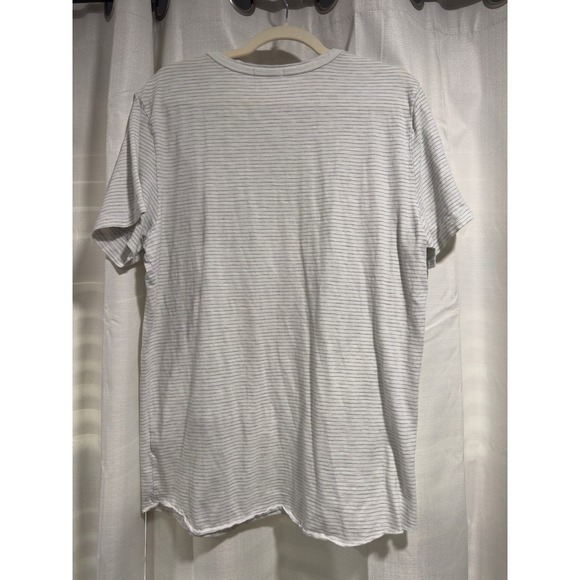 Marine Layer Mens Large White Grey Short Sleeve Henley Shirt Cotton Blend - Picture 5 of 6